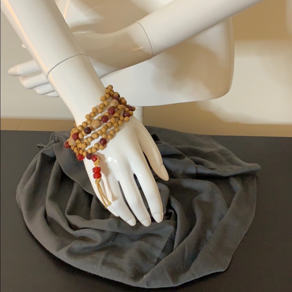 Handmade wood red bead bracelet